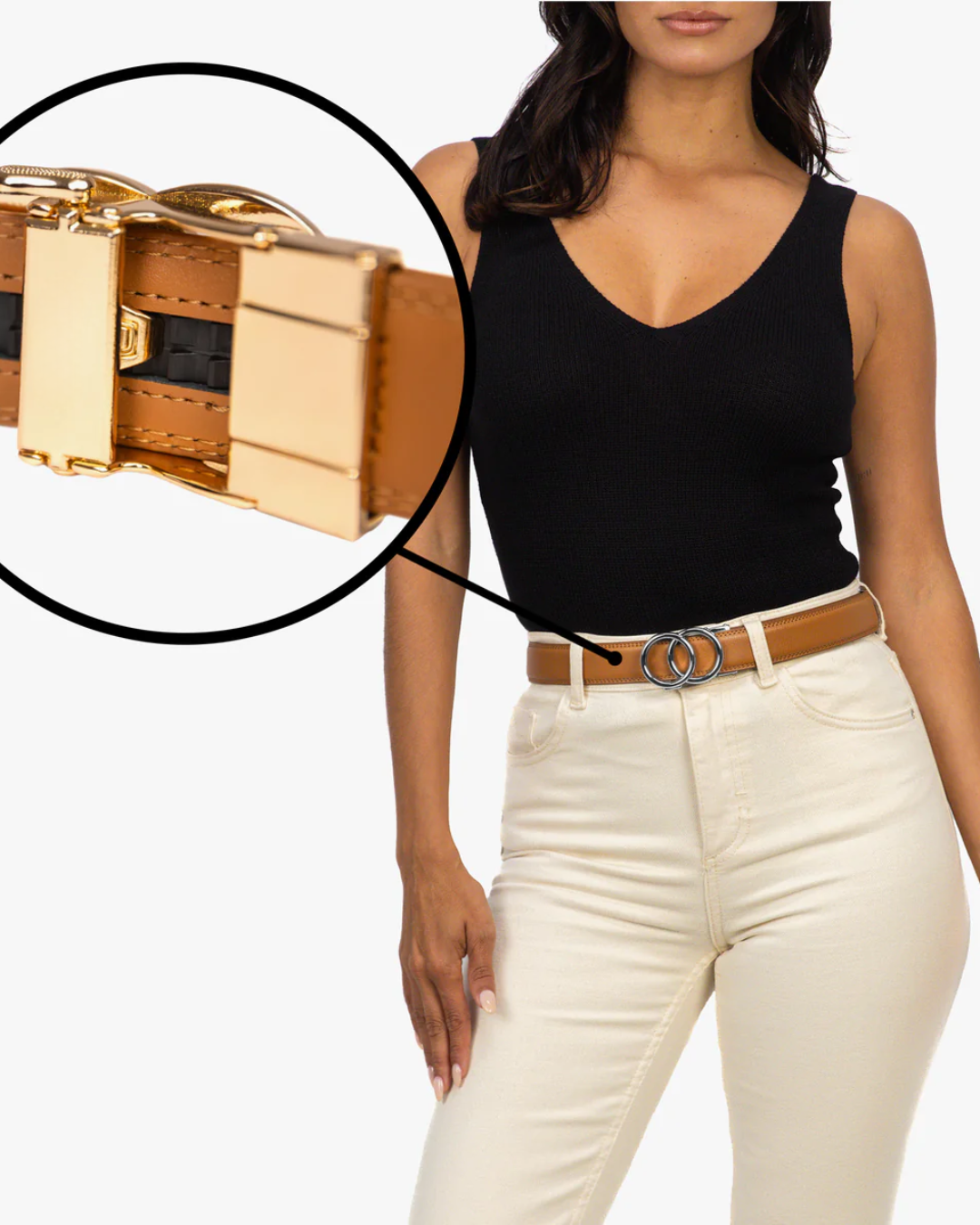 Cintura holeless Crawford - Cognac