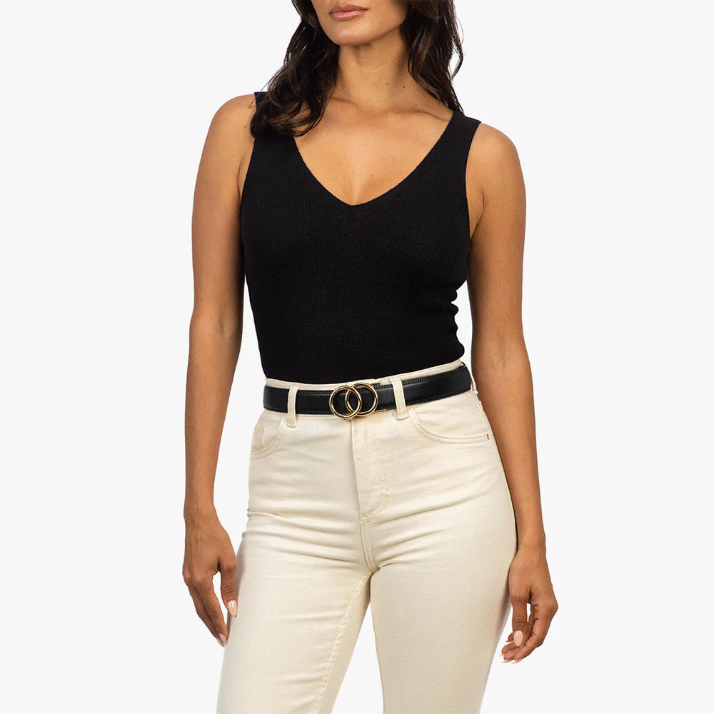 Cintura in pelle senza fori regolabile