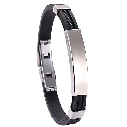 Bracciale in pelle e acciaio